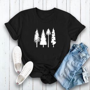 Forest Project, Pine Forest Black and white tree t shirt